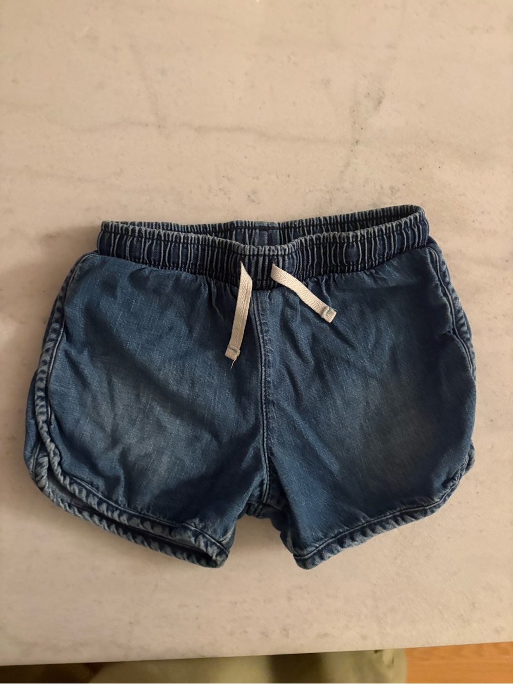 Kids Blue Denim-Look Pull-On Shorts